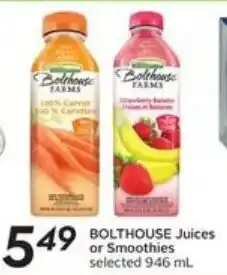 Sobeys Bolthouse juices or smoothies offer