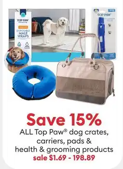 Petsmart ALL Top Paw dog crates, carriers, pads & health & grooming products offer
