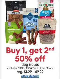 Petsmart Buy 1, get 2nd 50% off dog treats offer