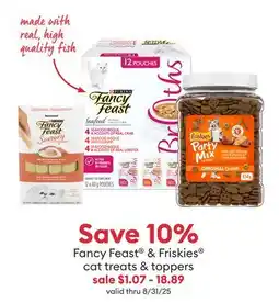 Petsmart Fancy Feast & Friskies cat treats & toppers offer