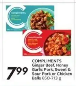 Sobeys Compliments ginger beef, honey garlic pork offer