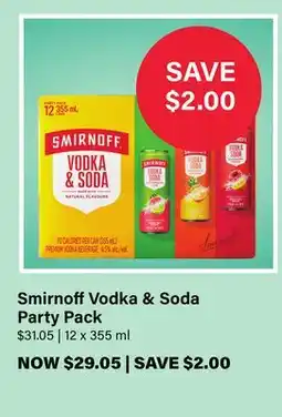 LCBO Smirnoff Vodka & Soda Party Pack offer
