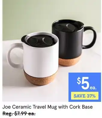 Kitchen Stuff Plus Joe Ceramic Travel Mug with Cork Base offer