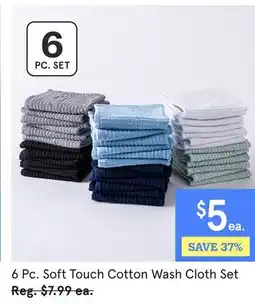 Kitchen Stuff Plus 6 Pc. Soft Touch Cotton Wash Cloth Set offer