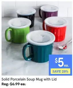 Kitchen Stuff Plus Solid Porcelain Soup Mug with Lid offer