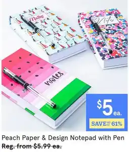 Kitchen Stuff Plus Peach Paper & Design Notepad with Pen offer