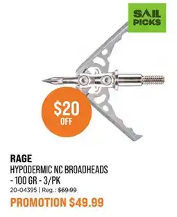 Sail RAGE HYPODERMIC NC BROADHEADS - 100 GR - 3/PK offer