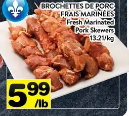 Supermarché PA BROCHETTES DE PORC FRAIS MARINÉES | Fresh Marinated Pork Skewers offer