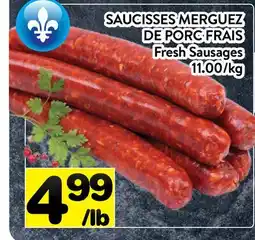 Supermarché PA SAUCISSES MERGUEZ DE PORC FRAIS | Fresh Sausages offer
