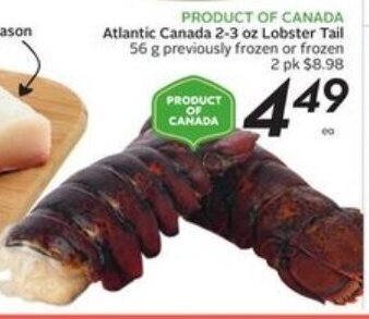 Sobeys Atlantic Canada 2-3 oz lobster tail offer