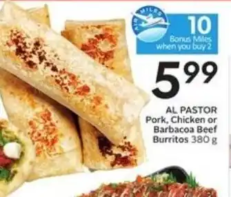 Sobeys Al pastor Pork,Chicken barbacoa Beef Burritos offer