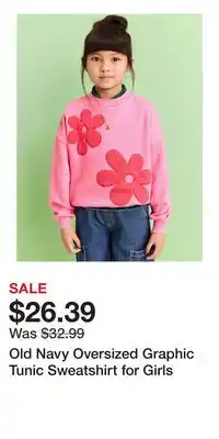 Old Navy Old Navy Oversized Graphic Tunic Sweatshirt for Girls offer