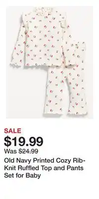 Old Navy Old Navy Printed Cozy Rib-Knit Ruffled Top and Pants Set for Baby offer