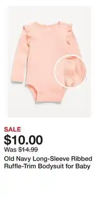 Old Navy Old Navy Long-Sleeve Ribbed Ruffle-Trim Bodysuit for Baby offer