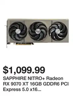 Newegg SAPPHIRE NITRO+ Radeon RX 9070 XT 16GB GDDR6 PCI Express 5.0 x16 ATX Graphics Card 11348-01-20G offer