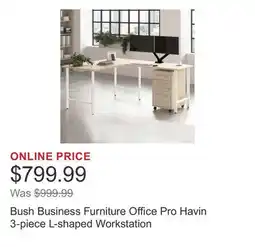 Costco Bush Business Furniture Office Pro Havin 3-piece L-shaped Workstation offer
