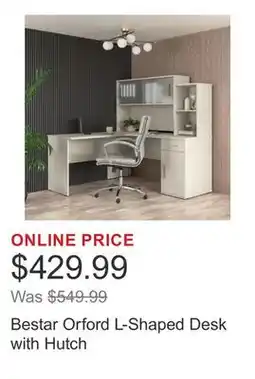 Costco Bestar Orford L-Shaped Desk with Hutch offer