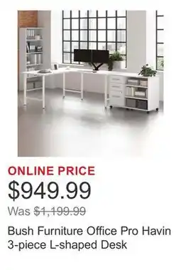 Costco Bush Furniture Office Pro Havin 3-piece L-shaped Desk offer