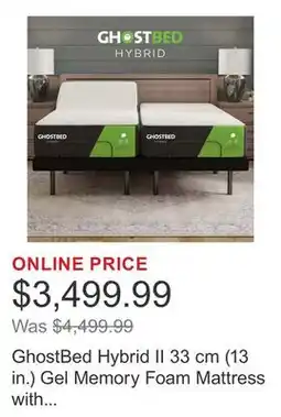 Costco GhostBed Hybrid II 33 cm (13 in.) Gel Memory Foam Mattress with Adjustable Base offer