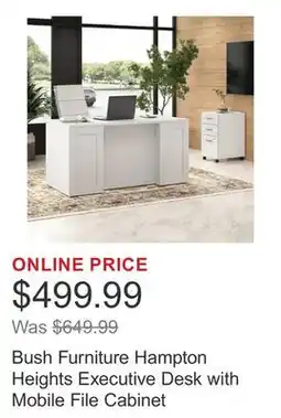 Costco Bush Furniture Hampton Heights Executive Desk with Mobile File Cabinet offer