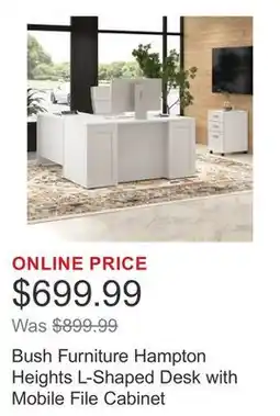 Costco Bush Furniture Hampton Heights L-Shaped Desk with Mobile File Cabinet offer