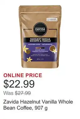 Costco Zavida Hazelnut Vanilla Whole Bean Coffee, 907 g offer