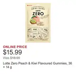 Costco Lotte Zero Peach & Kiwi Flavoured Gummies, 36 × 14 g offer