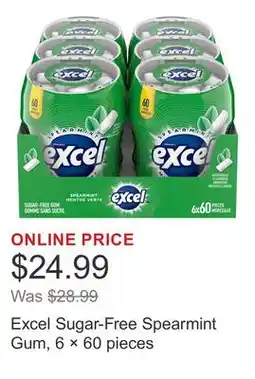 Costco Excel Sugar-Free Spearmint Gum, 6 × 60 pieces offer