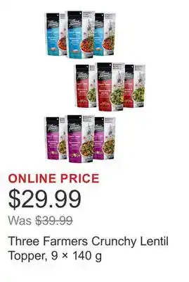 Costco Three Farmers Crunchy Lentil Topper, 9 × 140 g offer