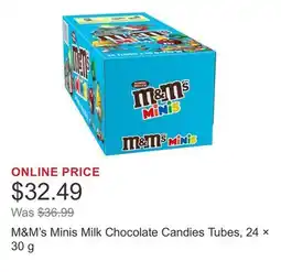 Costco M&M's Minis Milk Chocolate Candies Tubes, 24 × 30 g offer