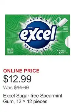 Costco Excel Sugar-free Spearmint Gum, 12 × 12 pieces offer