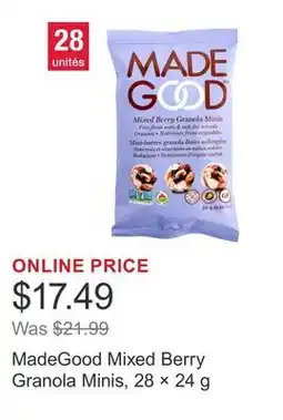Costco MadeGood Mixed Berry Granola Minis, 28 × 24 g offer