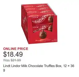 Costco Lindt Lindor Milk Chocolate Truffles Box, 12 × 36 g offer