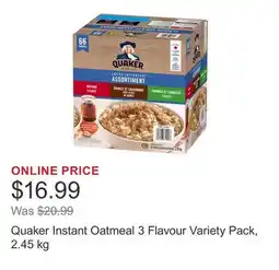 Costco Quaker Instant Oatmeal 3 Flavour Variety Pack, 2.45 kg offer