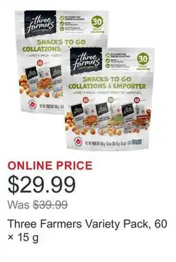 Costco Three Farmers Variety Pack, 60 × 15 g offer