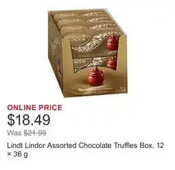 Costco Lindt Lindor Assorted Chocolate Truffles Box, 12 × 36 g offer