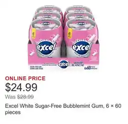 Costco Excel White Sugar-Free Bubblemint Gum, 6 × 60 pieces offer