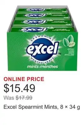 Costco Excel Spearmint Mints, 8 × 34 g offer