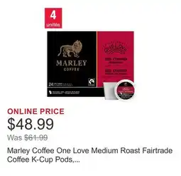 Costco Marley Coffee One Love Medium Roast Fairtrade Coffee K-Cup Pods, 96-count offer