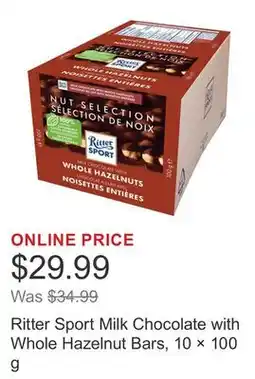 Costco Ritter Sport Milk Chocolate with Whole Hazelnut Bars, 10 × 100 g offer