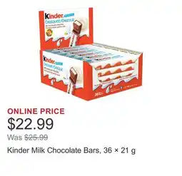 Costco Kinder Milk Chocolate Bars, 36 × 21 g offer