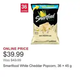 Costco Smartfood White Cheddar Popcorn, 36 × 45 g offer