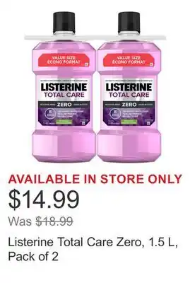 Costco Listerine Total Care Zero, 1.5 L, Pack of 2 offer