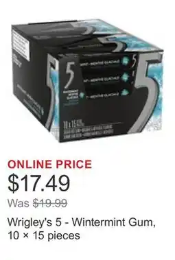Costco Wrigley's 5 - Wintermint Gum, 10 × 15 pieces offer