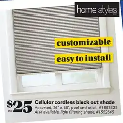 Giant Tiger Cellular cordless black out shade offer