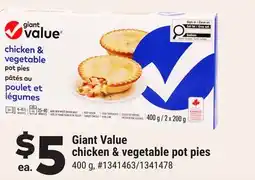 Giant Tiger Giant Value chicken & vegetable pot pies offer