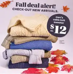 Giant Tiger men's cable knit sweater offer