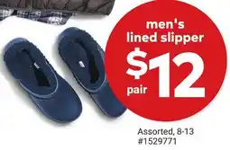 Giant Tiger Men's lined slipper offer