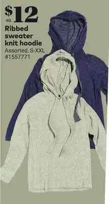 Giant Tiger Ribbed sweater knit hoodie offer