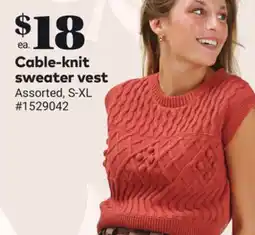 Giant Tiger Cable-knit sweater vest offer